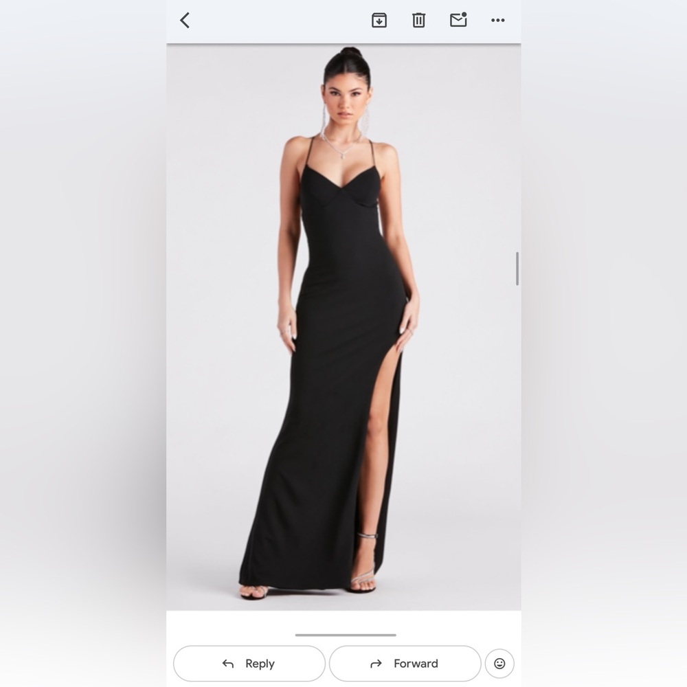 Windsor Black Spaghetti-Strap Maxi Dress with High Slit